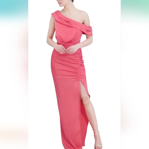 BCBGMaxAzria Dresses & Skirts - BCBGMAXAZRIA One Shoulder Evening Maxi Dress with Pleated Detail, Size 4, NWT